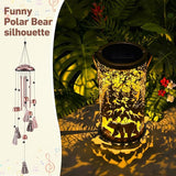 Retisee Bear Design Solar Wind Chimes Outdoor Metal Bear Gifts Solar Light Windchimes Outside Indoors Christmas Decoration Birthday Gift for Home Lawn Porch Patio Garden Yard