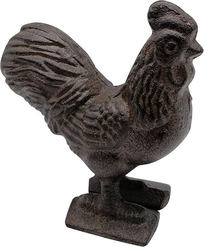 Comfy Hour 3.5" Cast Iron Rooster Figurine, Rustic Farmhouse Kitchen Decor, Vintage Brown Chicken Statue for Indoor Outdoor Garden Shelf Mantel, Country Home Office Ornament, 1 pc