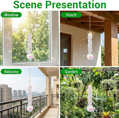 Suncatchers for Windows Hanging Prism, 2Pcs Crystal Suncatcher 31mm Sun Catcher with Crystals Chandelier Beads for Windows Doors Balconies Christmas Trees