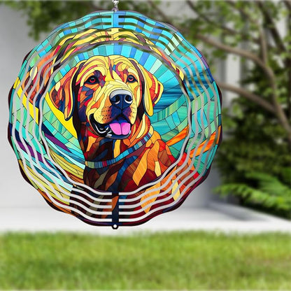 Labrador Retriever Wind Spinner Dog Memorial Gifts, Vibrant 3D Kinetic Aluminum Metal Yard Art, Loss of Dogs Sympathy Gifts, Hanging Outdoor Garden Decor, 8" Wind Sculptures for Patio, Porch (LR 6)