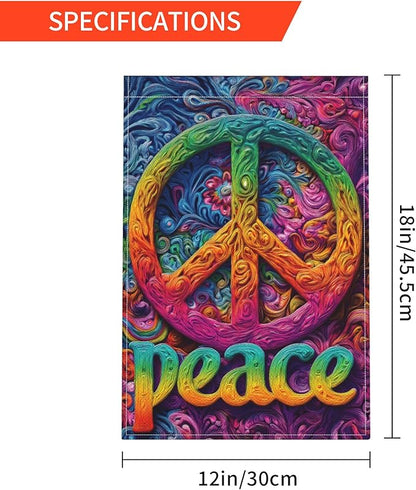 Peace Flower Garden Flag Seasonal Double Sided 12 x 18 Inch Small Yard Flag for Indoor Outdoor Decor Holiday All Seasons