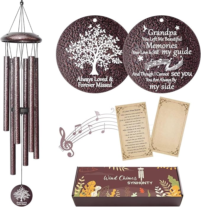 Memorial Gifts for Loss of Grandfather, 25''Memorial Wind Chimes for Loss of Grandpa,Sympathy Gifts for Loss of Grandfather, Bereavement, Condolence, Remembrance Gifts,Windchimes in Memory of Grandpa