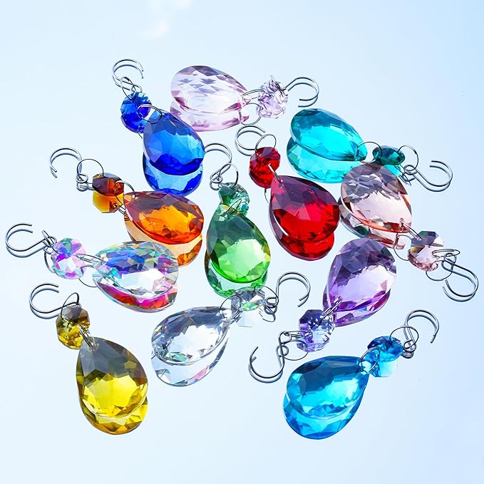 H&D HYALINE & DORA 3Inch Crystal Suncatcher Bauhinia Prisms Pendants 10Pcs Chandelier Crystals Replacement Hanging Sun Catcher Beads for DIY Arts Crafts Decor (Green)