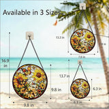Stained Glass Sun Catcher,Sun FlowersStained Glass Window Hanging Garden Decor,Sun Catchers Indoor Window,Whimsical Decoration for Home Backyard Patio Lawn Porch with 7.9 INCH