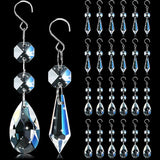 24pcs Crystal Sun Catcher, 38mm+15mm Hanging Clear Teardrops Crystals Chandelier Parts Prisms Pendants with Hook for Windows Lamps and Lanterns Party Decorations Home Decor (Clear Eardrop & Icicle)