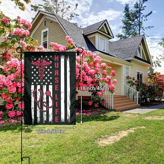 Nurse Garden Flag Double Sided Vertical 12×18 Inch Nurse Day Garden Flag Banners Double Sided For Lawn Patio Yard Garden Home Outdoor Decor -3