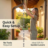 8.8Ft Metal Hummingbird Rain Chain for Gutters, 8 Cups 9 Birds Design, Outdoor Downspout Replacement, Tool-Free Installation, Decorative for Patio, Garden, Backyard and Balcony.
