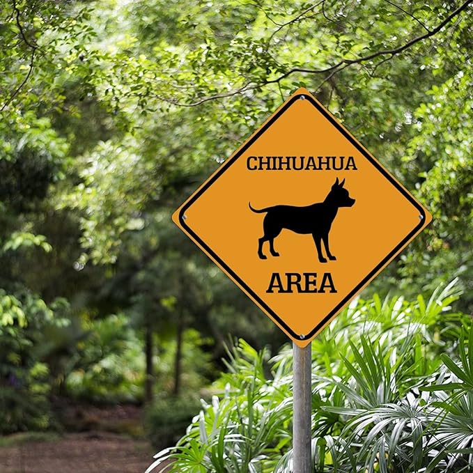 Chihuahua Crossing Xing Sign Beware of Chihuahua Dog Metal Sign Chihuahua Funny Warning Sign Crossing Zone Sign for Farm Yard Front Door Indoor Outdoor Street Sign 12x12in