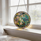 Stained Glass Sun Catcher,Fly HummingbirdStained Glass Window Hanging Garden Decor,Sun Catchers Indoor Window,Whimsical Decoration for Home Backyard Patio Lawn Porch with 9.8 INCH