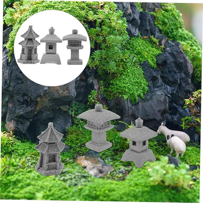 POPETPOP 4sets Durable Sandstone Statue Small Model for Garden Decor Home Desktop Ornaments 3pcs*4