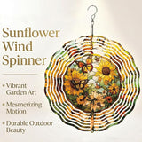 Metal Wind Spinners Outdoor Sunflower Decorations Garden Hanging, Festive Gifts for Women Mom Grandma, 25cm/ 9.84in 3D Wind Spinners for Garden Decor for Patio,Yard,Outdoor