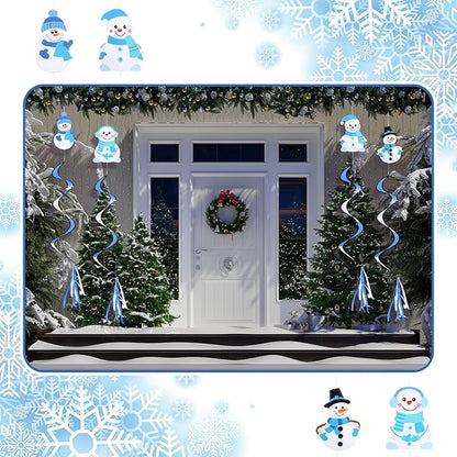 Beeveer 4 Pcs 51'' Snowman Wind Socks for Outdoor Winter Wind Spinners Winter Snowflake Spirals Streamers Hanging Nylon Fabric Snowman Windsock for Christmas Holiday Yard Balcony Outdoor Decorations