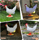 Solar Garden Statues Outdoor Decor, Miniature Chicken Egg Lamp Figurine Mother’s Day Decorations Chickens Lights with Egg in Butt LED 3D Sculpture for Patio, Lawn - Unique Christmas Housewarming Gift