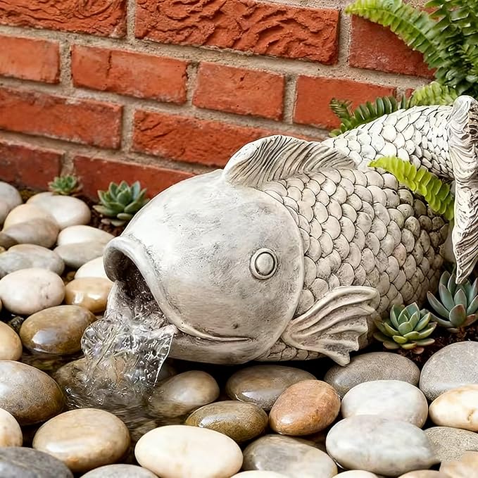Fish Gutter Guardian Downspout Extender - Decorative Rainwater Splash Block Statue with Realistic Stone Finish,for Garden,Yard Lawn Drainage Decor