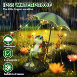 Solar Frog Outdoor Garden Statues Yard Decor - Solar Lantern LED Red Wine Frogs Umbrella Figurine with Lights Waterproof, Animal Statue Decoration Ornaments for Patio/Lawn Balcony/Backyard/Home