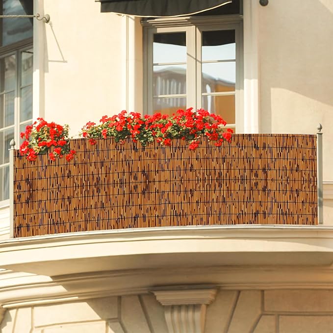 KOIUEYW Bamboo Reed Fencing, Light Russet Bamboo Screens Outdoor for Patio, Decorative Balcony Privacy Screen Reed Curtains for Garden Backyard Balcony Outdoor, 3 x 10 FT