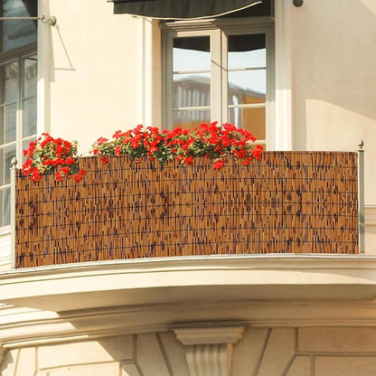 KOIUEYW Bamboo Reed Fencing, Light Russet Bamboo Screens Outdoor for Patio, Decorative Balcony Privacy Screen Reed Fence Rolls Curtains for Garden Backyard, 3 x 6.6 FT