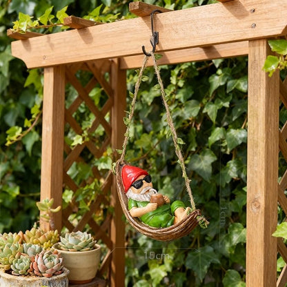 Gnome Statues for Garden Decor,Garden Hanging Decor, Resin Hanging Decorations for Outdoor, Tree Ornaments Figurines for Outside Gifts for Man Women(Coconut)