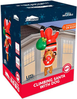 Joiedomi Hanging Christmas Inflatables Outdoor Decoration, Blow Up Climbing Santa with Dog, Christmas Blow Up Yard Decorations with Build-in LED for Xmas Party, Garden, Lawn, Roof Decor