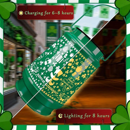 St Patricks Day Decorations Shamrock Solar Lantern Hanging Lights Ornaments Outdoor Waterproof Tree Decor for Garden, Patio, Yard, Lawn Porch, Garland Irish Gifts for Women