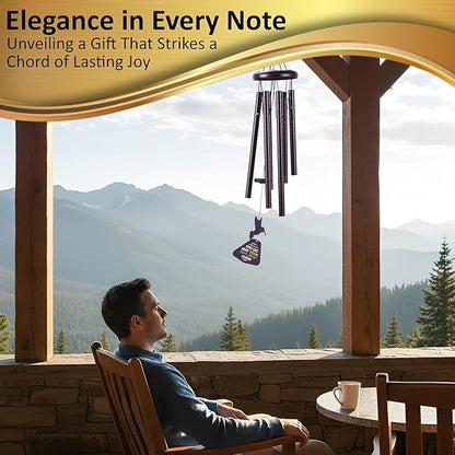 Wind Chimes for Outside – Memorial Wind Chimes 32" for Loss of Loved One with Hummingbird Spinner, Bereavement & Sympathy Gift, Soothing Tones, Bronze Finish
