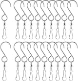 TecUnite 20 Pack Wind Spinner Swivel Hooks Clips for Hanging Wind Spinners Chimes Crystal Twisters Garden Bells Party Supply