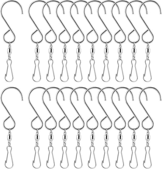 TecUnite 20 Pack Wind Spinner Swivel Hooks Clips for Hanging Wind Spinners Chimes Crystal Twisters Garden Bells Party Supply