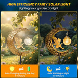 Solar Garden Statues Outdoor Decor, Fairy Moon Figurine Light Stake, Housewarming Ornament for Patio, Lawn, Yard, Pathway - Unique Gift Ideas for Gardening Mom Grandma