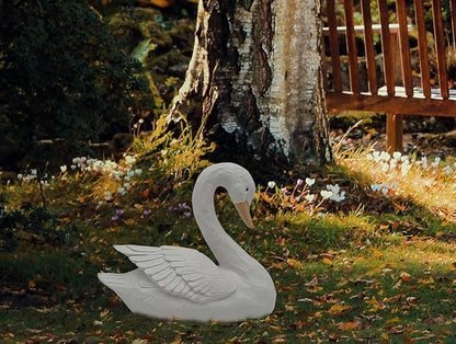 White Swan Statue Garden Ornament - Resin Figurine Sculpture for Yard Decoration, 7.3" Height - Elegant Swan Design for Landscaping Art & Crafts.