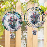 Cross Wind Spinners Outdoor - 3D Christian Christmas Winter Wind Spinner for Yard Patio Ornament Garden Decor, 12 Inch Hanging Kinetic Metal Wind Spinners Xmas Merry Gifts for Mom