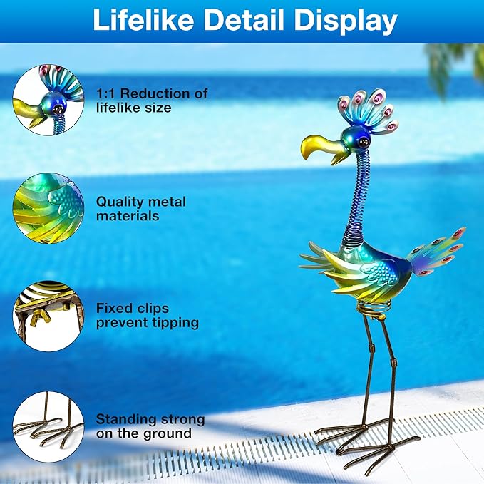 Vibrant Metal Flamingo Decor - Large Metal Yard Art - Outdoor Decoration Garden Statues - Standing Pink Flamingo for Yard, Elegant Flamingos Garden Sculpture & Gift for Women