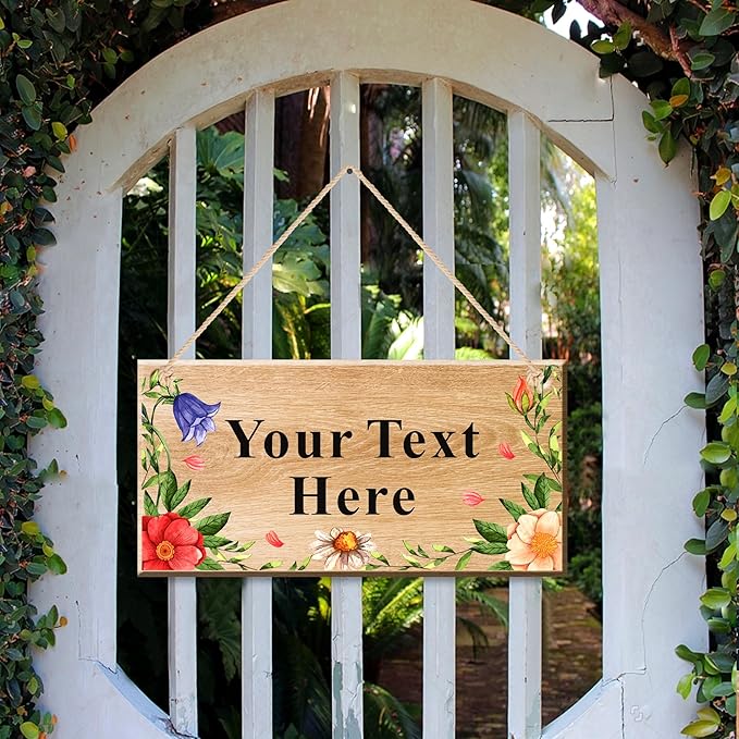 EDSG Personalized Signs Wooden Welcome Sign Custom Door Sign Personalized Plaque Yard Signs Garden Signs for Outside Hanging Wall Sign Home Decor(Design 1)