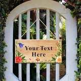 EDSG Personalized Signs Wooden Welcome Sign Custom Door Sign Personalized Plaque Yard Signs Garden Signs for Outside Hanging Wall Sign Home Decor(Design 1)