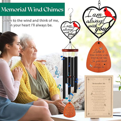 Kathfly Cardinal Wind Chimes for Loss of Loved One, 28" Memorial Wind Chimes for Outside, Sympathy Bereavement Condolence Funeral Windchime Bereavement Condolence Funeral Gifts for Loss of Loved One