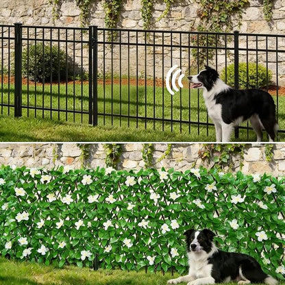 Expandable Privacy Screen with Artificial Flower for Balcony Patio Fence Greenery Privacy Fence Outdoor White Flowers 1pcs