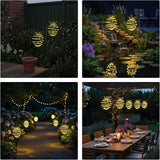 2 Pack Waterproof Solar Lanterns Outdoor, 60LED Hanging Lights with Pineapple Pattern, Solar Garden Lights Outdoor for Patio Yard Decor, Gift for Grandma Gardeners Women
