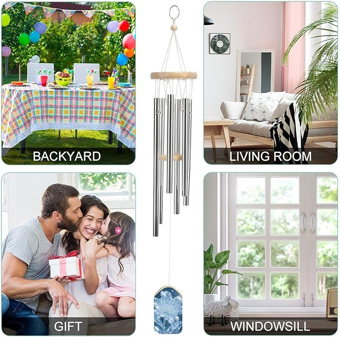 Wind Chimes for Outside Metal Wind Chimes Crystal Lily Garden Backyard and Patio Decoration