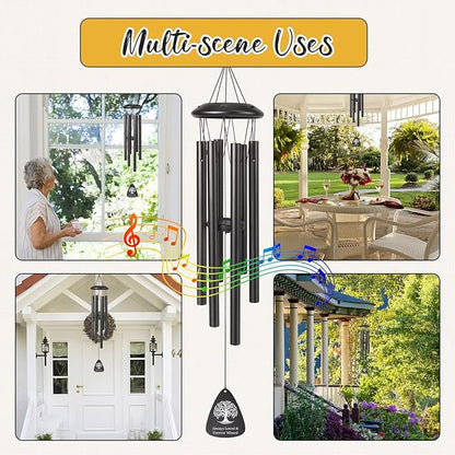Memorial Gifts for Loss of Daughter, 25''Memorial Wind Chimes of Sympathy Gifts for Loss of Daughter,Condolence/Bereavement/Remembrance Gift,Windchimes in Memory,Funeral Decor for Garden Outside,Black