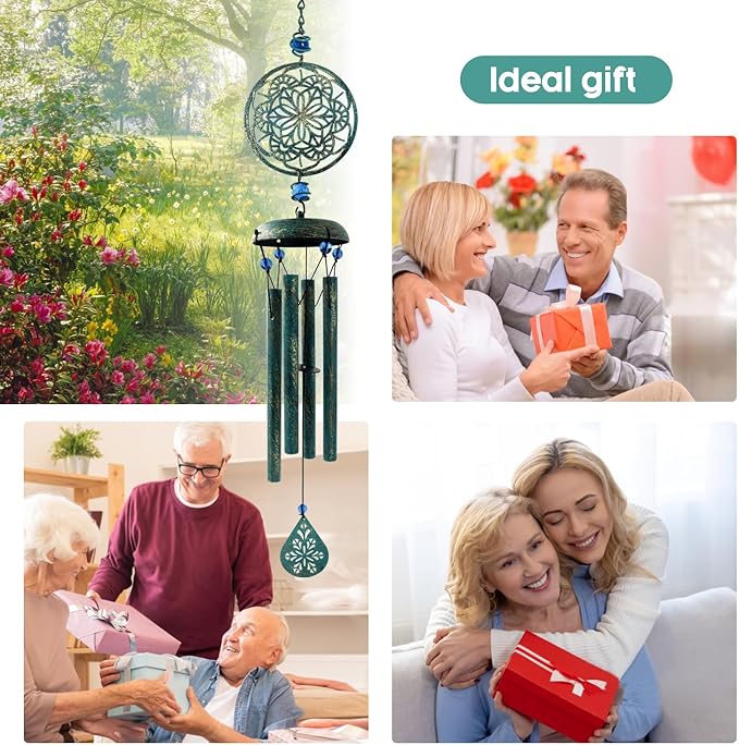 Wind Chimes for Outside Zen Atmosphere Wind Chime Windchime Outdoors for Outdoor Garden Patio Decor with Mandala Design Windchime Gifts for Mother Grandma Sisters(6 Petal)