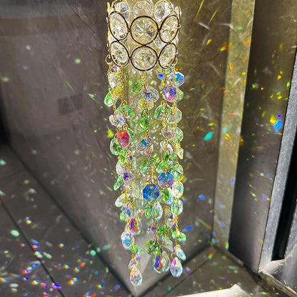 H&D HYALINE & DORA Crystal Suncatchers for Window Hanging Gold-Plated Sun Catcher for Indoor Outdoor and Party Decor Light Catcher with Gift Box (19inch, Green)