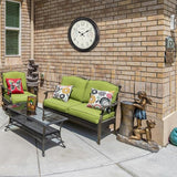 Crosstime 16 Inch Outdoor Clock Waterproof with Thermometer and Hygrometer Combo, Retro Indoor Outdoor Wall Clocks for Patio, Pool, Garden, Backyard Decor- Bronze