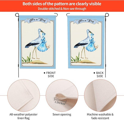 It's a Boy Flamingo Garden Flag Seasonal Double Sided 12 x 18 Inch Small Yard Flag for Indoor Outdoor Decor Holiday All Seasons