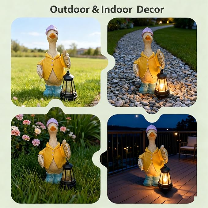 IVCOOLE Solar-Powered Goose Statue – Outdoor & Garden Resin Goose Decor for Porch, Patio, Lawn, Yard with Solar Lantern – Ideal Gift for Moms, Grandmas, Gardening Lovers & Housewarming Celebrations