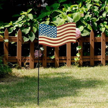 Patriotic Rustic Metal Yard Garden Stake, Small American Flag US Garden Flag 4th of July Decoration Stars and Stripes Design 2.5"x5"