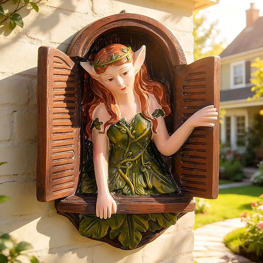 Teaeeno Whimsical Fairy Garden Gnome Statue, Tree Faces Decor Outdoor -7.8 Inch, Funny Garden Tree Decoration,Ideal Patio Yard Lawn Porch Decor