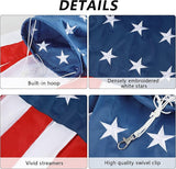 HOOSUN 4th Of July Decorations,40 Inch American Windsock,American Wind Socks for Outside Heavy Duty,Patriotic Memorial Day Decor USA Flag Windsocks With Embroidered Stars,Red White and Blue Windsock
