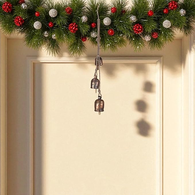 Wind Chimes for Outside – Metal Hanging Wind Bell Set with Bronze Finish, Rustic Entryway & Balcony Decor - 20" Farmhouse Wind Chimes - Indoor Outdoor Bells for Porch or Garden, Christmas Bells