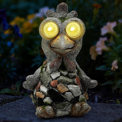 Outdoor Decor Chicken Statue, Garden Statue Solar Chicken Figurine for Lawn Porch Garden Yard Patio and Birthday Gift for Women