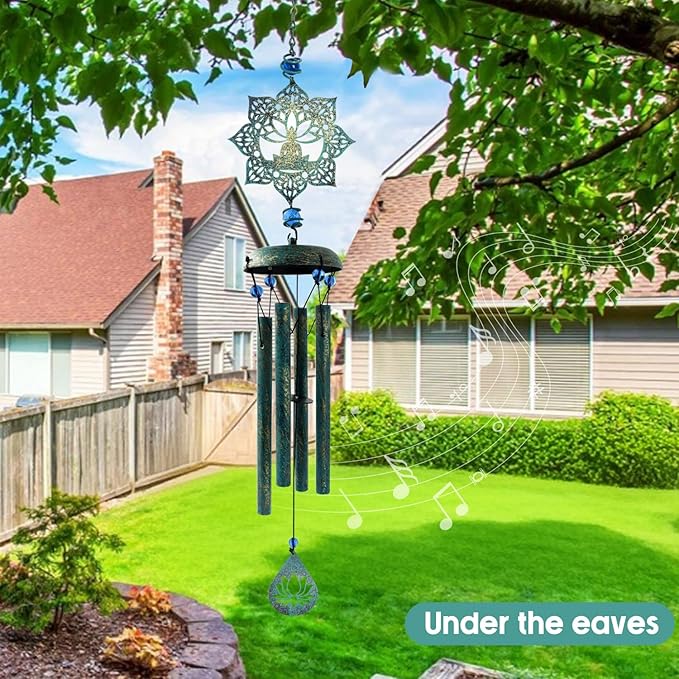 Spiritual Wind Chime, Metal Hanging Wind Chimes for Outside Inside, Zen Windchime with Calming Sound for Yard, Balcony, Yoga Room