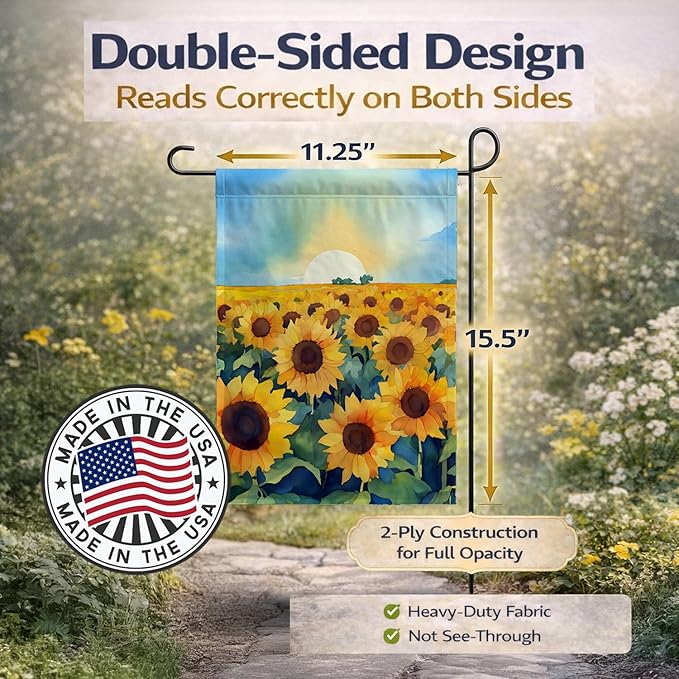 Caroline's Treasures Kansas Sunflowers in Watercolor Garden Flag Mailbox Flag Decorative Yard Flag Banner Outside Patio Artwork Yard Flower Beds, Garden Size, Multicolor